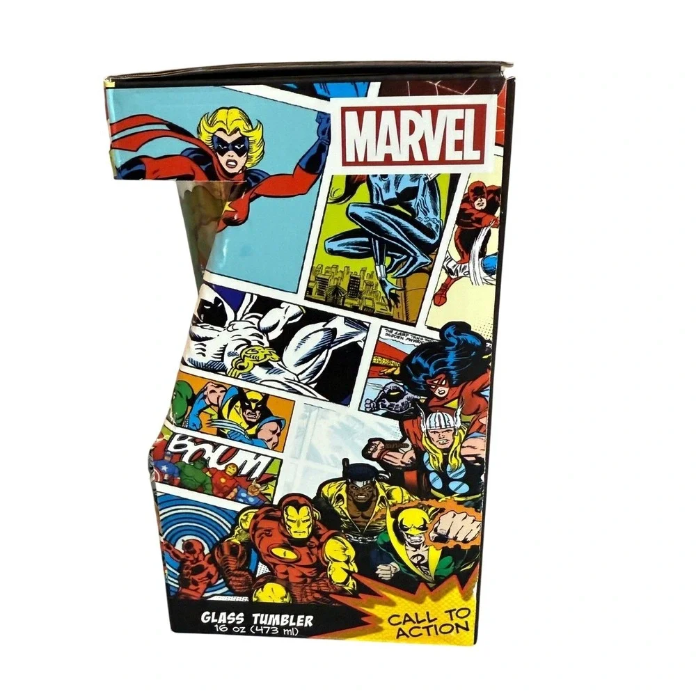Marvel Comics Glass Tumbler 16 oz Call‎ to Action Heroes Collection